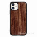 Coque de téléphone en bois de bambou antichoc simple pour iPhone